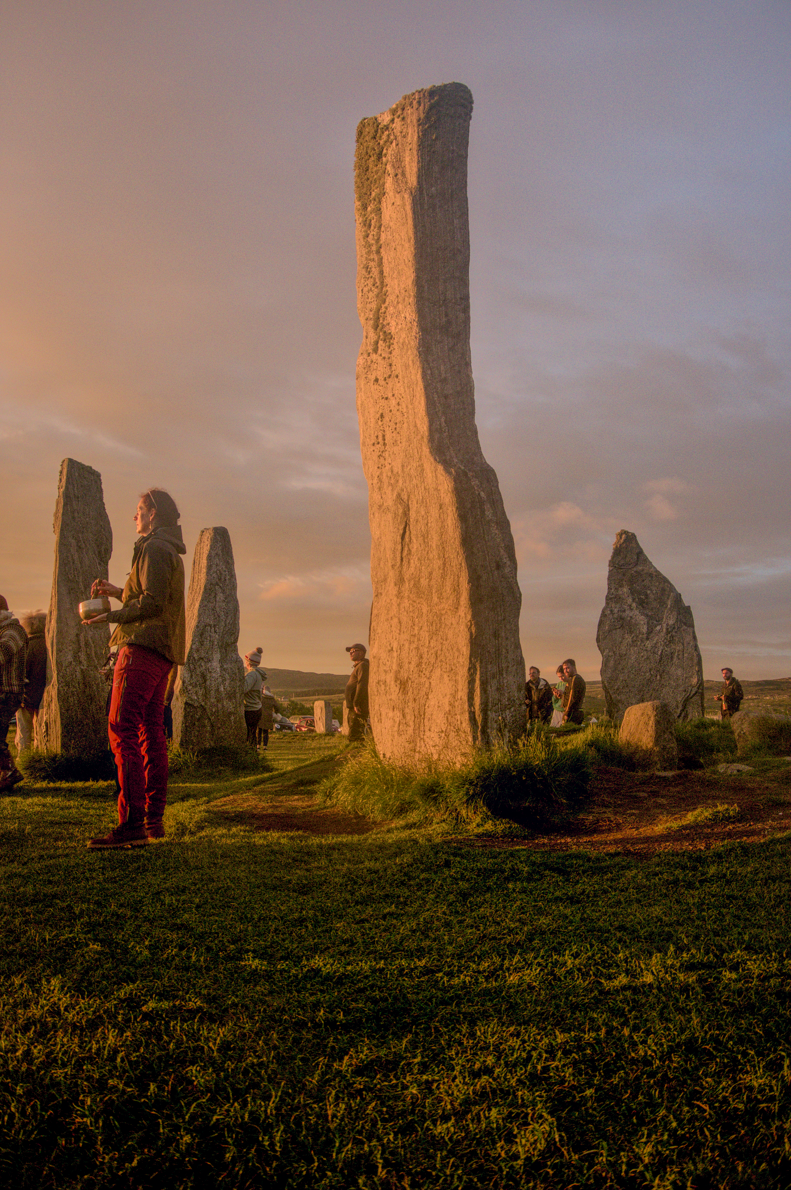 Figure with singing bowl at Callanish